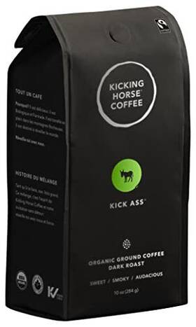 Kicking Horse 885832517465 Coffee Kick Ass Dark Roast Ground 10 Oz - Certified Organic Fairtrade K