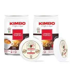 Kimbo 313021552589 Espresso Napoli Ground Coffee Dark Roast 10/13 Intesity Intense Arom