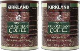 Kirkland 096619255382 2 Pack Signature 100% Colombian Coffee Supremo Bean Dark Roast-fine Grind 3lb