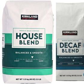 Kirkland 196633954930 X2 Signature Decaf Blend Whole Bean Smooth Roast Coffee 2.5 Lb Bag