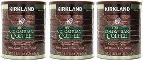Kirkland Signature 096619257737 3 Pack 100% Colombian Coffee Supremo Bean Dark Roast-fine Grind 3lb