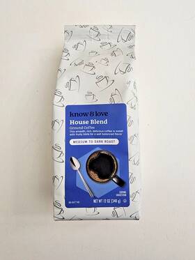 Know & Love 607880305319 House Blend Medium To Dark Roast Ground Coffee Net Wt 12 Oz 340g
