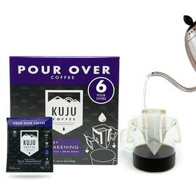 Kuju Coffee 854535008013 Premium Pour Over Camping Singles - 6 Pack Bold Awakening Dark Roast