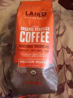 Laird Superfood 810005130714 Organic Peruvian Medium Roast Coffee With Functional Mushrooms