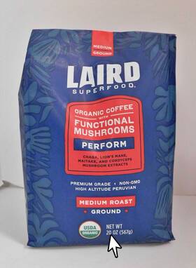 Laird Superfood 810005133456 Functional Mushroom Coffee Perform Ground Medium Roast 20 Oz 567 G