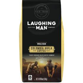 Laughing Man 611247376775 Colombia Huila Whole Bean Coffee Dark Roast Bagged 18 Ounce