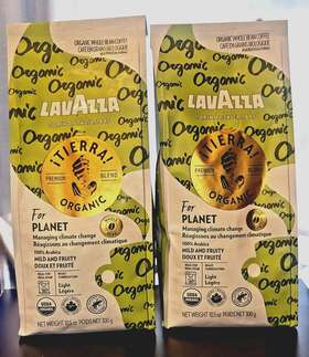 Lavazza 041953002796 Organic Whole Been Coffee 100% Arabica Light Roast Pack 2 10.5 Oz Each