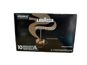 Lavazza 041953004288 Espresso Ground Coffee 10 Recyclable K-cup Pods 4.1 Oz Black