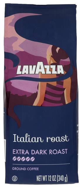 Lavazza 56160 Italian Roast Extra Dark Ground Coffee 12 Oz Chocolate