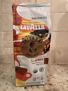 63666 Lavazza Tierra For Africa Organic - Premium Dark Roast Ground Coffee 300g/10.5oz