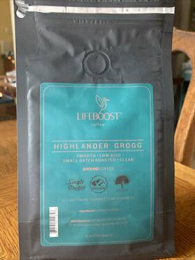 Lifeboost 638170512858 Highlander Grogg Small Batch Roasted Ground Coffee Single Origin Clean