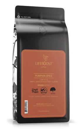 Lifeboost 850050015291 Pumpkin Spice Coffee Ground Organic Low Acid Non-gmo Single Or