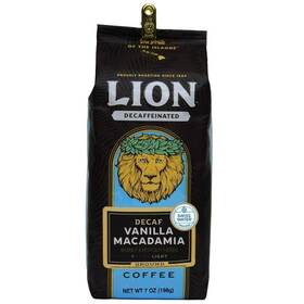 Lion Coffee 662419707781 Decaf Vanilla Macadamia 10oz Smooth Tropical Flavor Arabica Beans