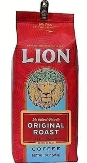 Lion Coffee 798527165103 Original Medium Roast Ground 10 Ounce Bag