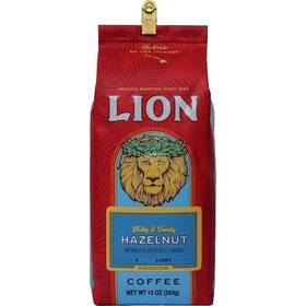 88095 Lion Coffee Hazelnut Flavor Light Roast Ground 10 Ounce Bag
