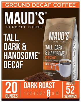 Mauds 850044272105 Decaf Dark Roast Ground Coffee 20 Ounces Decaffeinated Tall And Handso