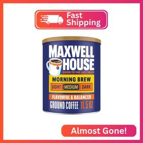 00043000063842 Maxwell House Morning Boost Medium Roast Ground Coffee 11.5 Oz Canister