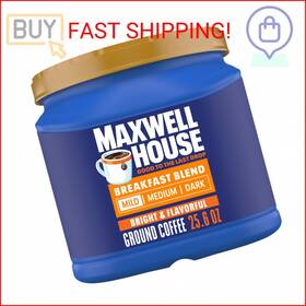10043000070359 Maxwell House Breakfast Blend Mild Roast Ground Coffee 25.6 Oz Canister