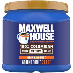 Maxwell House 313038237264 23.1oz Premium 100% Colombian Medium Roast Ground Coffee - Rich Flavor