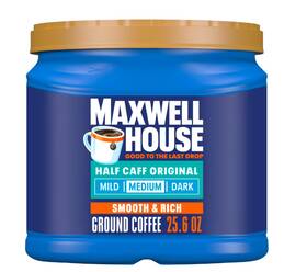 Maxwell House 313038463489 Half Caff Ground Coffee 25.6 Oz. Canister