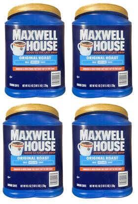 Maxwell House 693045451625 4 Pack Original Medium Roast Ground Coffee 43.1 Oz Each Sealed New