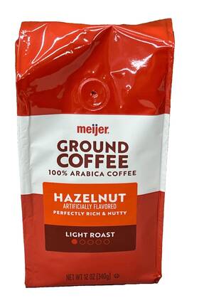Meijer 719283557216 Hazelnut Light Roast Ground Coffee 12 Oz