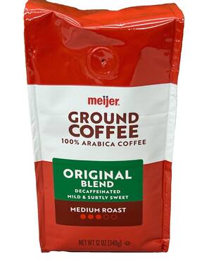 Meijer 719283557278 Decaffeinated Original Blend Medium Roast Ground Coffee 12 Oz