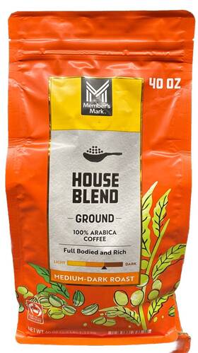 Members Mark 193968345471 Member S House Blend Ground 100% Arabia Coffee Medium-dark Roast 40 Oz