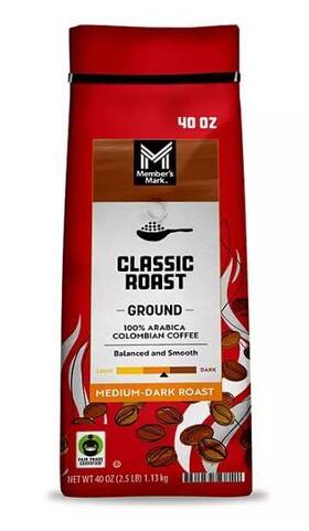 Members Mark 193968369262 Colombian Classic Medium-dark Roast Arabica Ground Coffee - 40oz