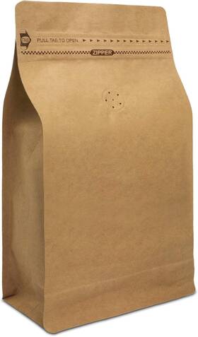 Merryseason 445012964958 Natural Kraft Coffee Pouches Resealable Bag With Valve Flat Bottom Pull