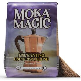 Moka Magic 868451000013 Organic Fine Ground Coffee 32 Oz - 100% Arabica Espresso Blend