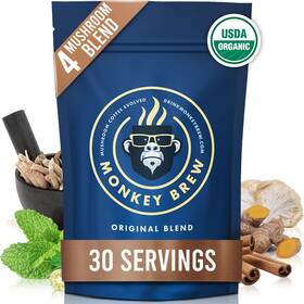 Monkey Brew 860009015005 Four Coffee Alternative Drink - Lions Mane Cordyceps Turkey Tail Ashwag