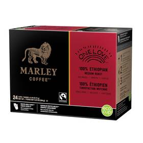Mother Parkers Tea & Coffee Inc. Single Serve Code 445055957931 Marley One Love 100% Ethiopian Medium Roast Keurig K-cup Brewer