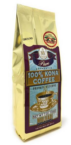 Mulvadi Corporation 644054407103 100% Kona Coffee Private Reserve Ground 7 Oz Resealable Bag Premi