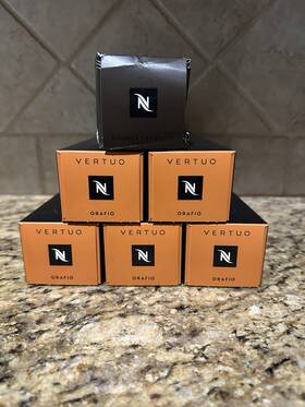 Nespresso 630585326603 5 Boxes Capsules Vertuo Orafio Medium Roast Espresso Pods 10 Bonus