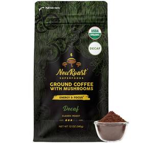 Neuroast 850008625077 Organic Swiss Decaf Mushroom Coffee - Low Acid Smooth Taste 5 Blend