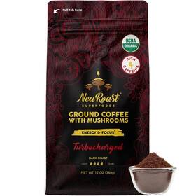 Neuroast 850008625121 High Caffeine Ground Mushroom Coffee By - Turbocharged Organic And Low Acid