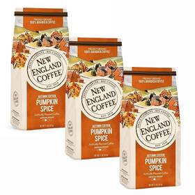 New England Coffee 313032524537 Ground Pumpkin Spice Medium Roast 11oz Bag Pack Of
