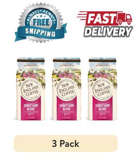 630896 New England Coffee 3 Pack Donut Blend Light Roast Ground 11 Oz