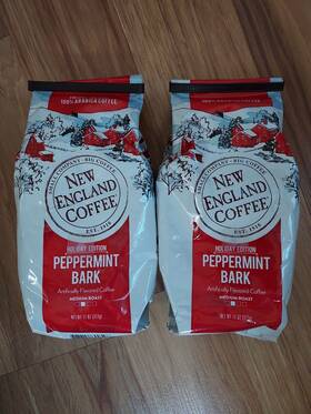 New England Coffee 787780600506 Peppermint Bark 11 Oz 2 Bags Ground Expires 9/26/24