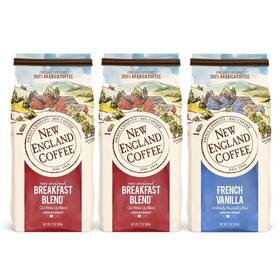 New England Coffee 787780601343 Variety Pack Breakfast Blend And French Vanilla 11 Ounce Of 3