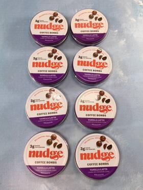 Nudge 812881023159 Coffee Bombs Vanilla Latte 8 Pack 0.97 Oz Each Small Tins Keto Friendly