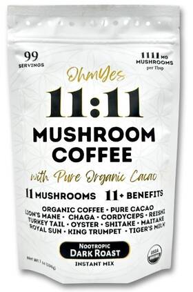 Ohmyes 732388602544 1111 Organic Mushroom Coffee Cacao Powder 11 Nootropic Mushrooms