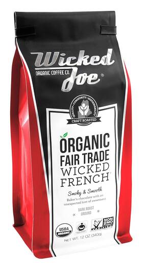 00145461 Organic Coffee Wicked Joe French Ground 12 Oz Red 6 Pack