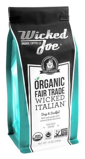 00145465 Organic Coffee Wicked Joe Italian Ground 12 Ounce 6 Pack