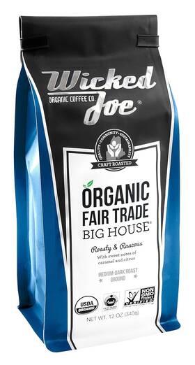 Organic Coffee 705353073564 Wicked Joe Big House Ground 12 Oz Blue 6 Pack
