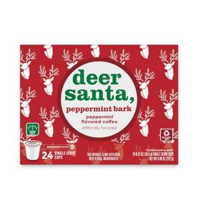 Paramount Coffee Company 022944219973 Deer Santa Peppermint Bark Flavored Holiday 24 Single Serve K Cups New