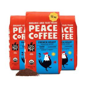 Peace Coffee 850051143313 French Roast Ground Dark 12 Oz Pack Of 3 Organic Fair