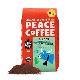 Peace Coffee 895431000404 Blue Ox Blend Ground Medium Roast 12 Oz Organic Fair Tr