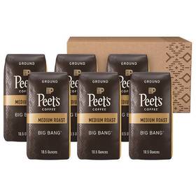 Peets 629722566948 Coffee Big Bang Ground 10.5 Oz Bags 6-pack Medium Roast